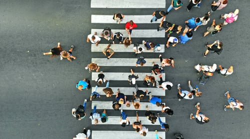 drone view of crosswalk